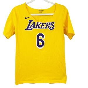 Nike Womens Upcycled Off Shoulder NBA Basketball Lakers #6 Lebron‎ James Shirt L